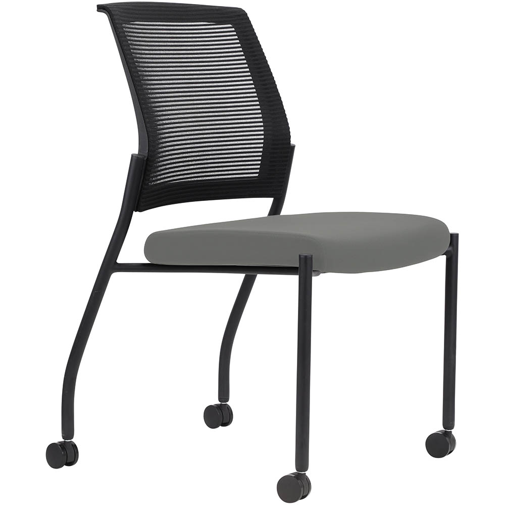 Image for URBIN 4 LEG MESH BACK CHAIR CASTORS BLACK FRAME STEEL SEAT from Memo Office and Art