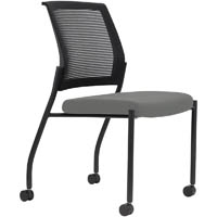 urbin 4 leg mesh back chair castors black frame steel seat