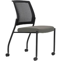 urbin 4 leg mesh back chair castors black frame mocha seat