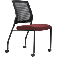 urbin 4 leg mesh back chair castors black frame pomegranite seat