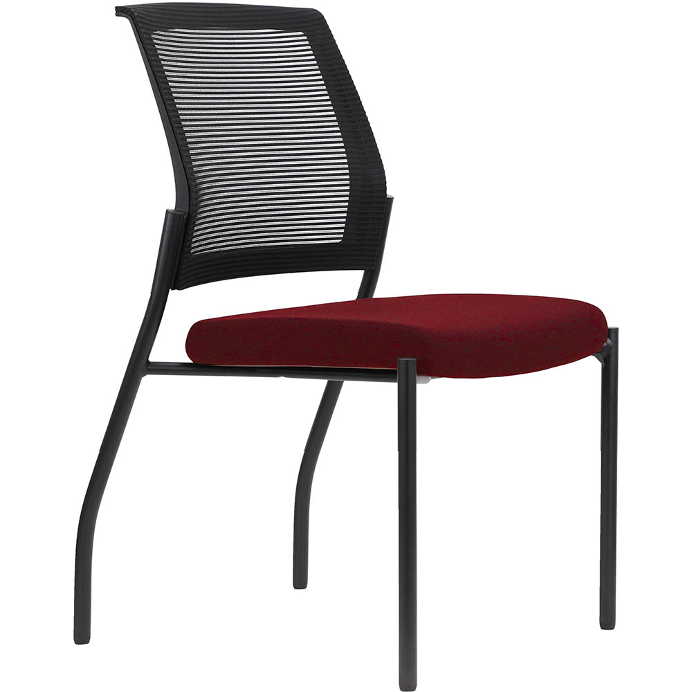 Image for URBIN 4 LEG MESH BACK CHAIR GLIDES BLACK FRAME SCARLET SEAT from Challenge Office Supplies
