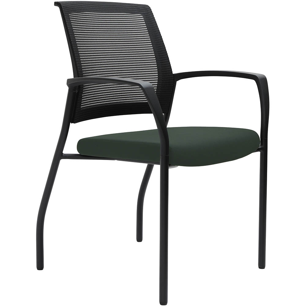Image for URBIN 4 LEG MESH BACK ARMCHAIR GLIDES BLACK FRAME FOREST SEAT from ONET B2C Store