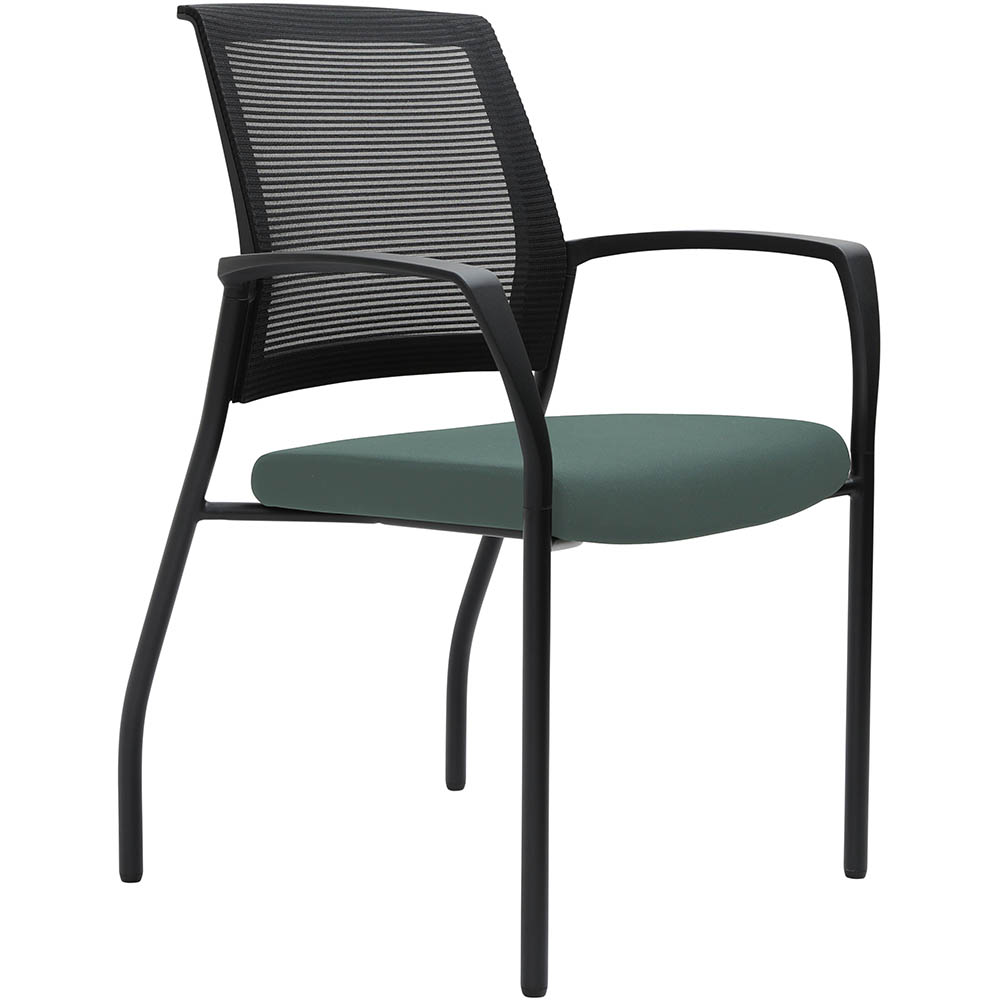 Image for URBIN 4 LEG MESH BACK ARMCHAIR GLIDES BLACK FRAME TEAL SEAT from Australian Stationery Supplies