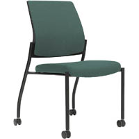 urbin 4 leg chair castors black frame teal seat and inner back