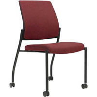urbin 4 leg chair castors black frame pomegranite seat and inner back