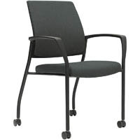 urbin 4 leg armchair castors black frame slate seat and inner back