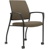 urbin 4 leg armchair castors black frame chocolate seat and inner back