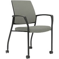 urbin 4 leg armchair castors black frame steel seat and inner back