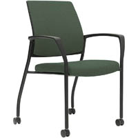 urbin 4 leg armchair castors black frame forest seat and inner back
