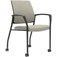 urbin 4 leg armchair castors black frame sand seat and inner back