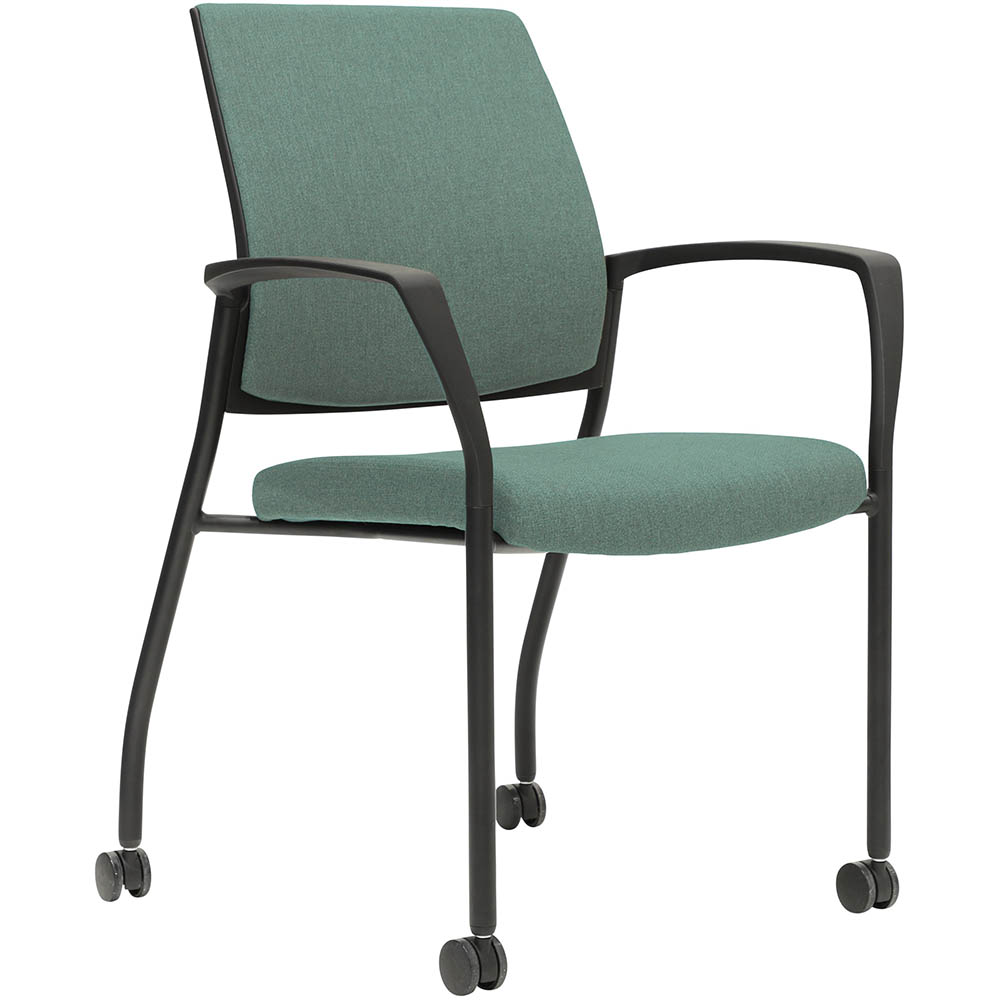 Image for URBIN 4 LEG ARMCHAIR CASTORS BLACK FRAME TEAL SEAT AND INNER BACK from Challenge Office Supplies