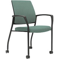 urbin 4 leg armchair castors black frame teal seat and inner back