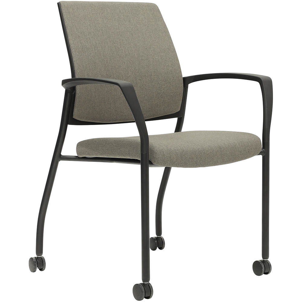 Image for URBIN 4 LEG ARMCHAIR CASTORS BLACK FRAME MOCHA SEAT AND INNER BACK from Prime Office Supplies