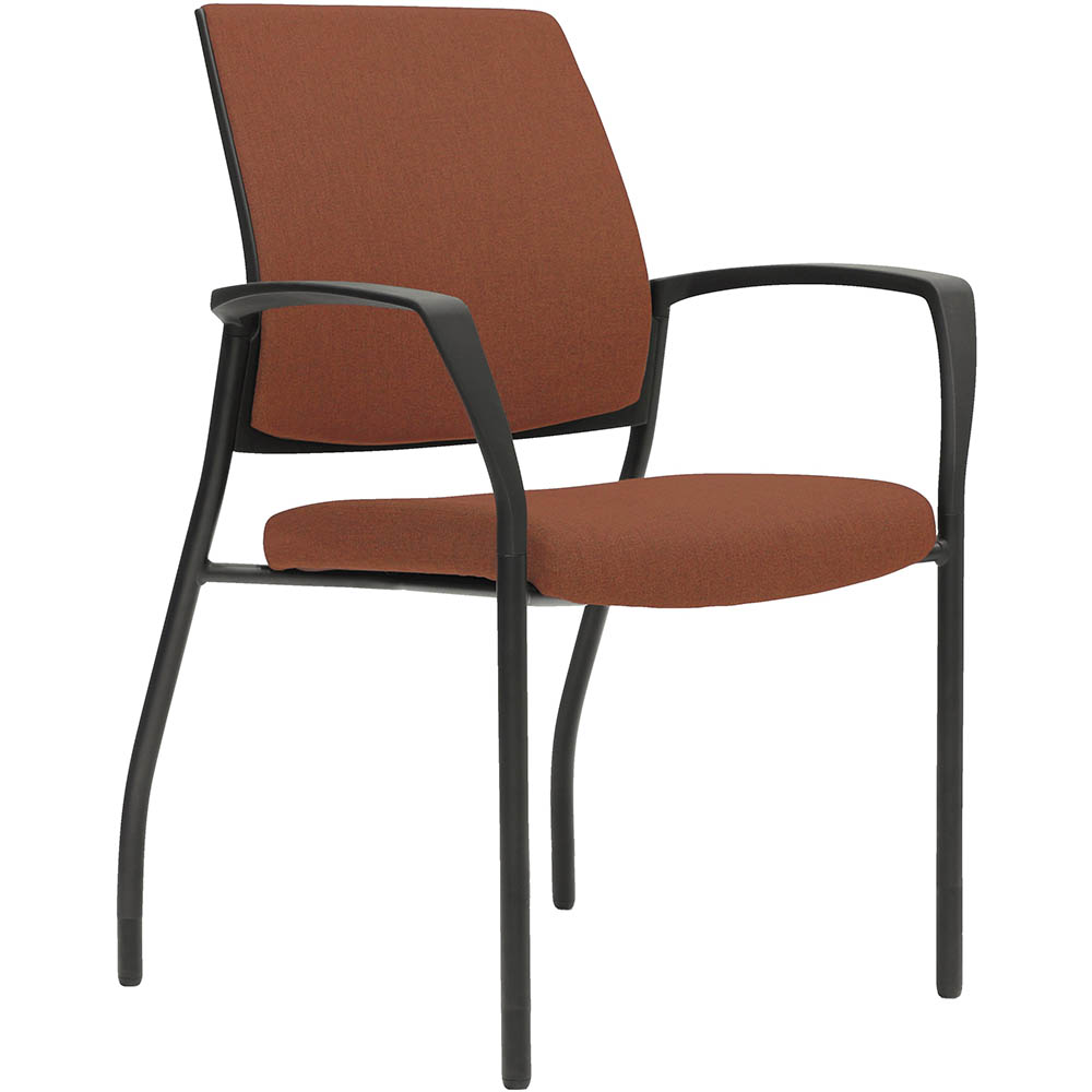 Image for URBIN 4 LEG ARMCHAIR GLIDES BLACK FRAME BRICK SEAT AND INNER BACK from BusinessWorld Computer & Stationery Warehouse