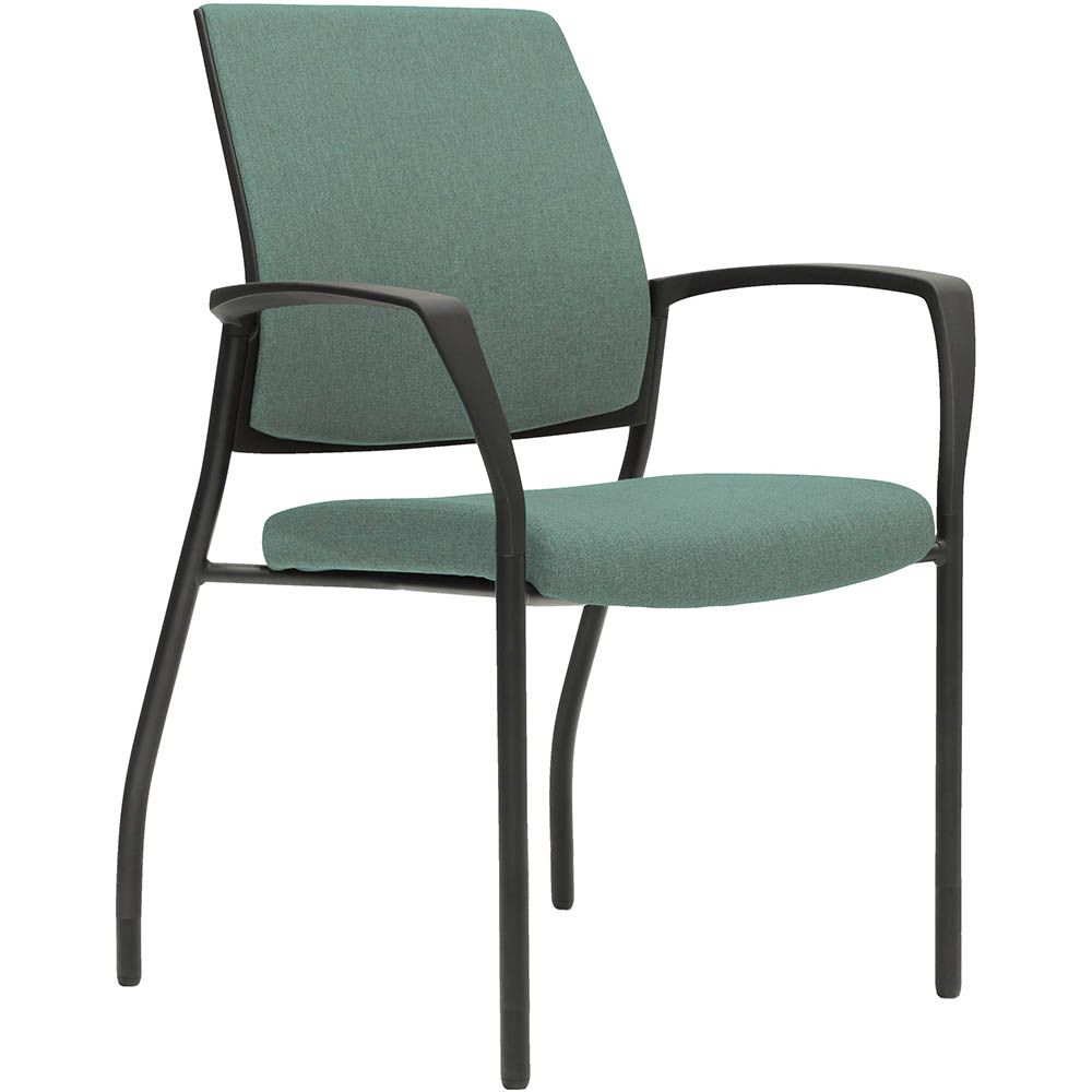 Image for URBIN 4 LEG ARMCHAIR GLIDES BLACK FRAME TEAL SEAT AND INNER BACK from York Stationers