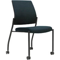urbin 4 leg chair castors black frame navy seat inner and outer back