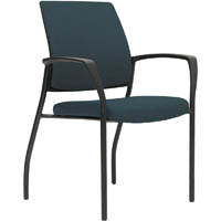 urbin 4 leg armchair glides black frame gravity denim fabric seat inner and outer back