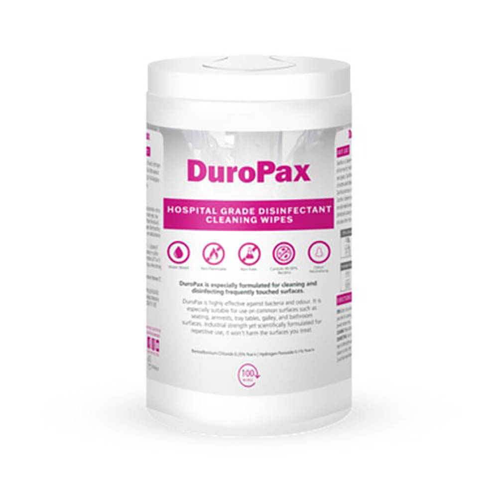 Image for DUROPAX CLEANER AND HOSPITAL GRADE ANTIMICROBIAL DISINFECTANT WIPES TUB 100 from Australian Stationery Supplies