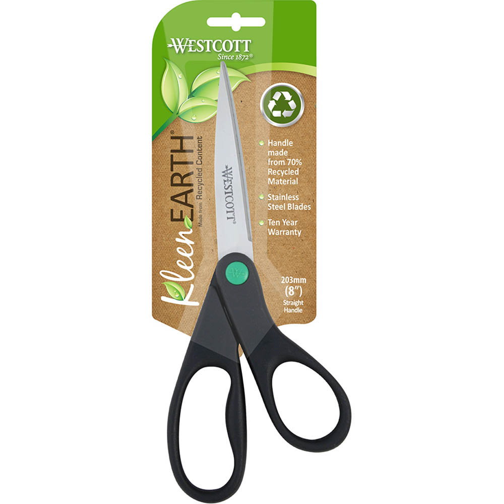 Image for WESTCOTT KLEENEARTH SCISSOR RECYCLED 8 INCH BLACK from BusinessWorld Computer & Stationery Warehouse