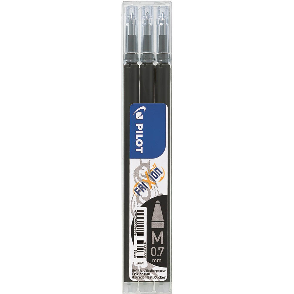 Image for PILOT BLS-FR7 FRIXION ERASABLE ROLLERBALL GEL REFILL MEDIUM 0.7MM BLACK PACK 3 from BusinessWorld Computer & Stationery Warehouse