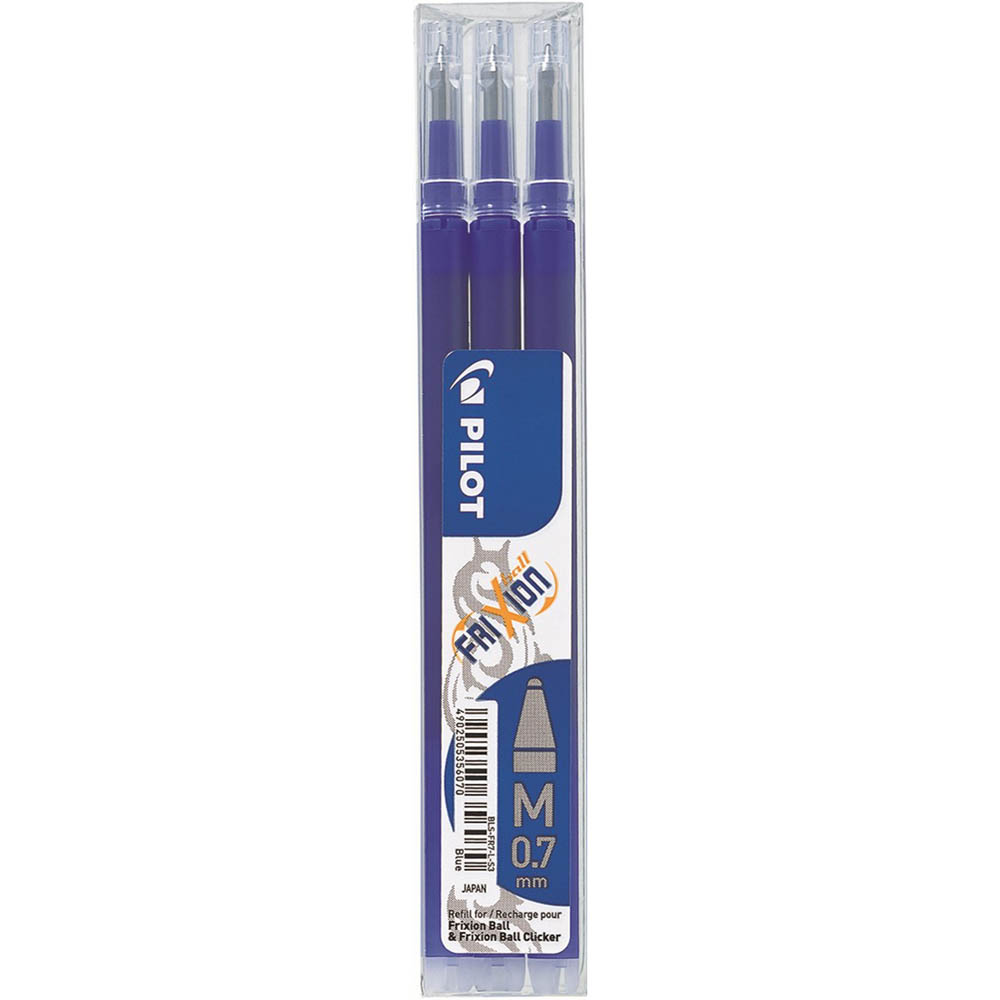 Image for PILOT BLS-FR7 FRIXION ERASABLE ROLLERBALL GEL REFILL MEDIUM 0.7MM BLUE PACK 3 from BusinessWorld Computer & Stationery Warehouse