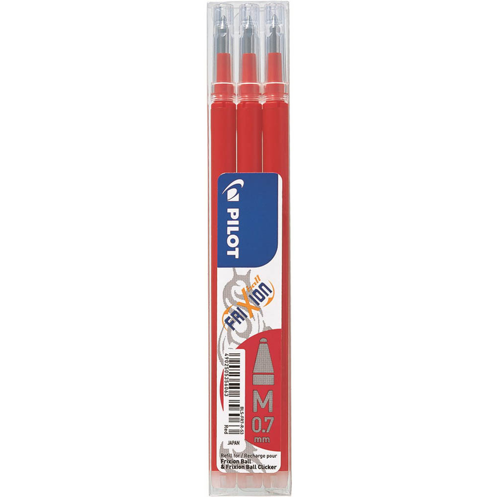 Image for PILOT BLS-FR7 FRIXION ERASABLE ROLLERBALL GEL REFILL MEDIUM 0.7MM RED PACK 3 from BusinessWorld Computer & Stationery Warehouse