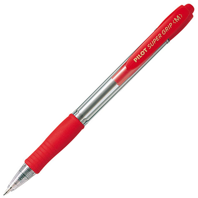 Image for PILOT SUPER GRIP RETRACTABLE BALLPOINT PEN MEDIUM 1.0MM RED from Office Fix - WE WILL BEAT ANY ADVERTISED PRICE BY 10%