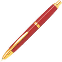pilot capless gold accent fountain pen red barrel fine nib black ink
