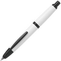 pilot capless black accent fountain pen white barrel medium nib black ink