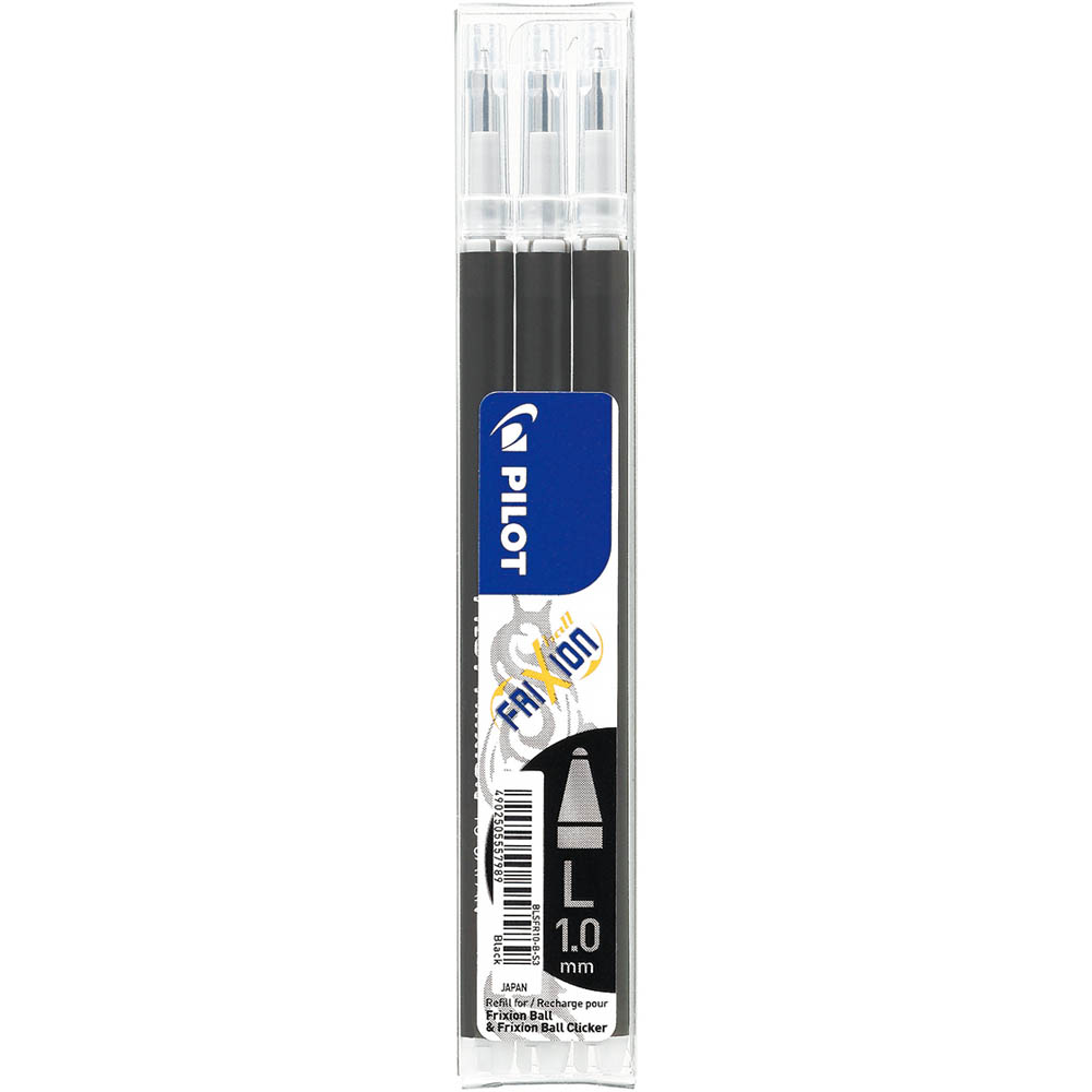 Image for PILOT BLS-FR10 FRIXION ERASABLE ROLLERBALL GEL REFILL MEDIUM 1.0MM BLACK PACK 3 from BusinessWorld Computer & Stationery Warehouse