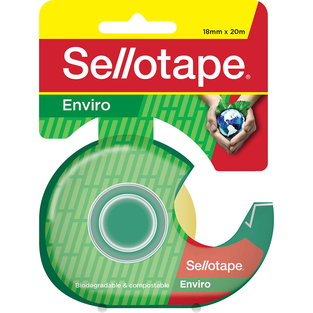 Image for SELLOTAPE ENVIRO TAPE WITH DISPENSER 18MM X 20M GREEN/CLEAR from Office Fix - WE WILL BEAT ANY ADVERTISED PRICE BY 10%