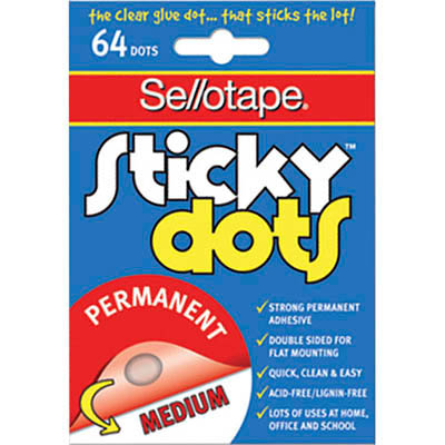 Image for SELLOTAPE STICKY DOTS PERMANENT MEDIUM PACK 64 from Office Fix - WE WILL BEAT ANY ADVERTISED PRICE BY 10%