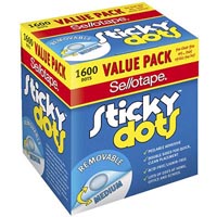 sellotape sticky dots removable medium pack 1600