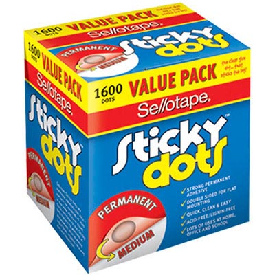 Image for SELLOTAPE STICKY DOTS PERMANENT MEDIUM PACK 1600 from That Office Place PICTON
