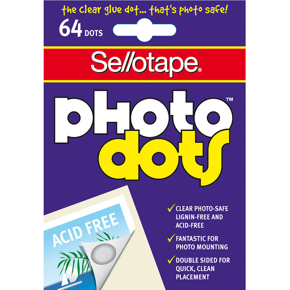 Image for SELLOTAPE PHOTO DOTS ACID FREE PACK 64 from SNOWS OFFICE SUPPLIES - Brisbane Family Company