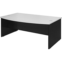 ys design oxley bow front desk 1800 x 1050 x 730mm white/ironstone