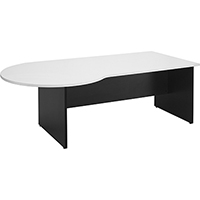 ys design oxley p end desk 2100 x 1050 x 730mm white/ironstone