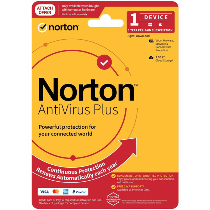 Image for NORTON ANTI VIRUS SOFTWARE 1 USER 1 DEVICE 1 YEAR from BusinessWorld Computer & Stationery Warehouse