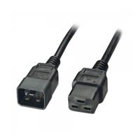 lindy 30121 power cable iec-c20 plug to c19 socket 15a 1m black
