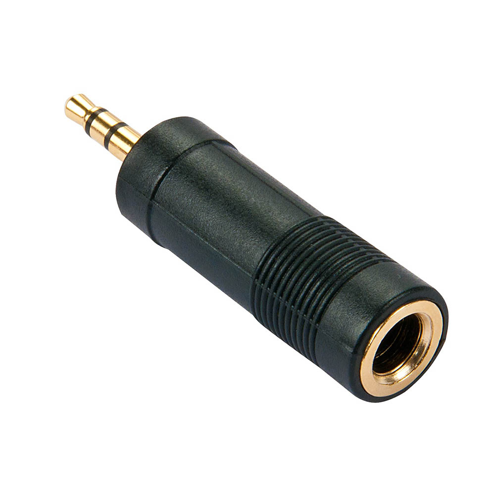 Image for LINDY 35621 AUDIO ADAPTER GOLD PLATED 3.5MM STEREO MALE TO 6.3MM FEMALE BLACK from Office Heaven