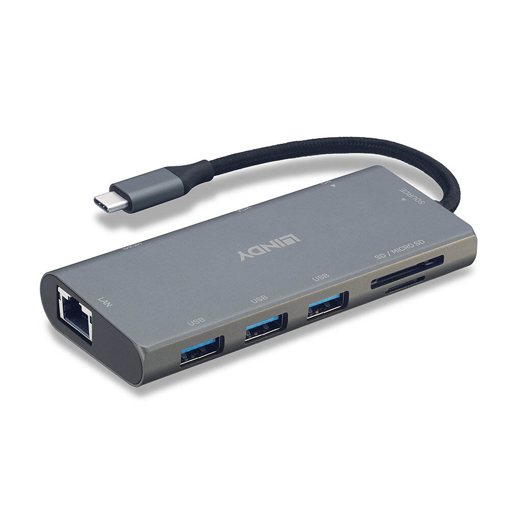 Image for LINDY 43278 USB-C LAPTOP MINI DOCKING STATION GREY from That Office Place PICTON