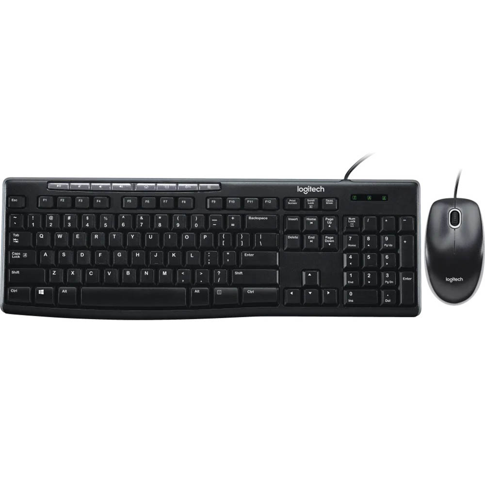 Image for LOGITECH MK200 WIRED MEDIA KEYBOARD AND MOUSE COMBO BLACK from Prime Office Supplies