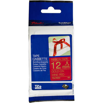 Image for BROTHER TZE-RW34 RIBBON TAPE 12MM GOLD ON WINE RED from Australian Stationery Supplies