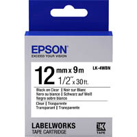 epson labelworks lk tape 12mm x 9m black on clear