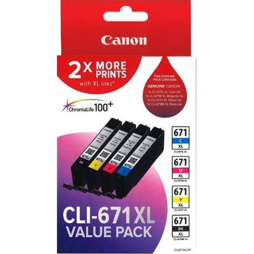 Image for CANON CLI671XL INK CARTRIDGE HIGH YIELD VALUE PACK from Mitronics Corporation