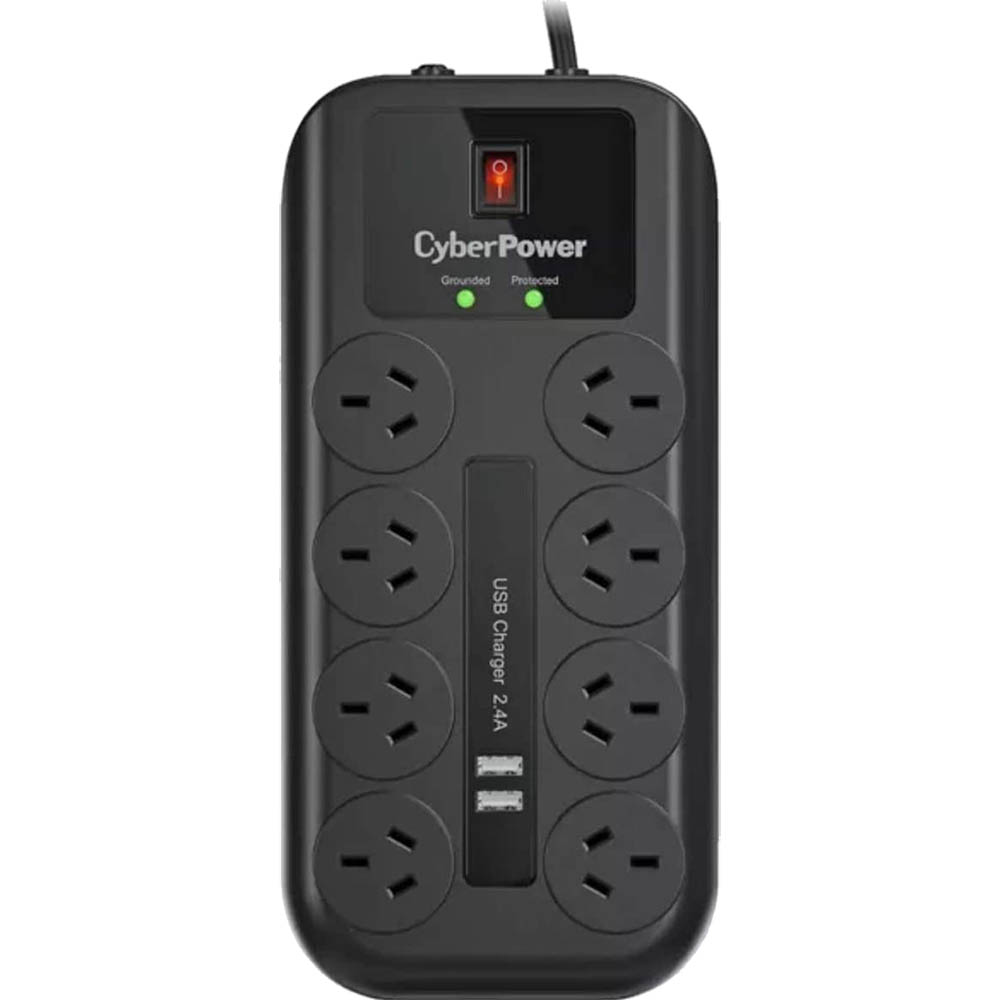Image for CYBERPOWER CPSURGE08USB-ANZ SURGE PROTECTOR 8-PORT 2M BLACK from Challenge Office Supplies