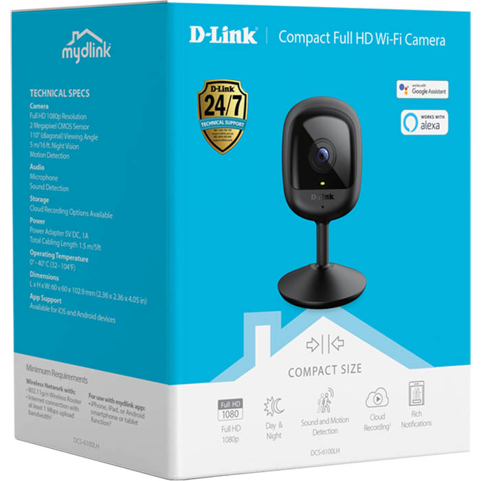 Image for D-LINK DCS-6100LH COMPACT FULL HD WI-FI SURVEILLANCE CAMERA BLACK from BusinessWorld Computer & Stationery Warehouse