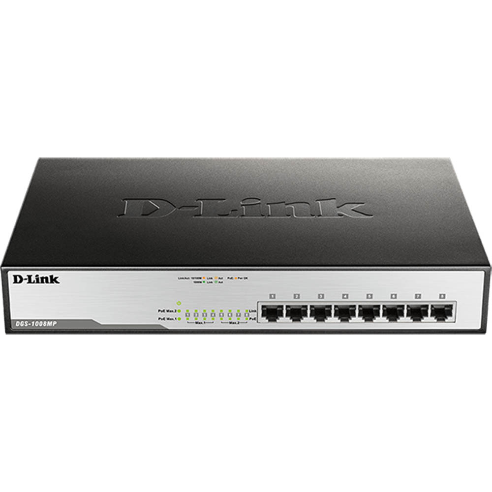 Image for D-LINK DGS-1008MP DESKTOP SWITCH 8 PORT POE BLACK from SNOWS OFFICE SUPPLIES - Brisbane Family Company