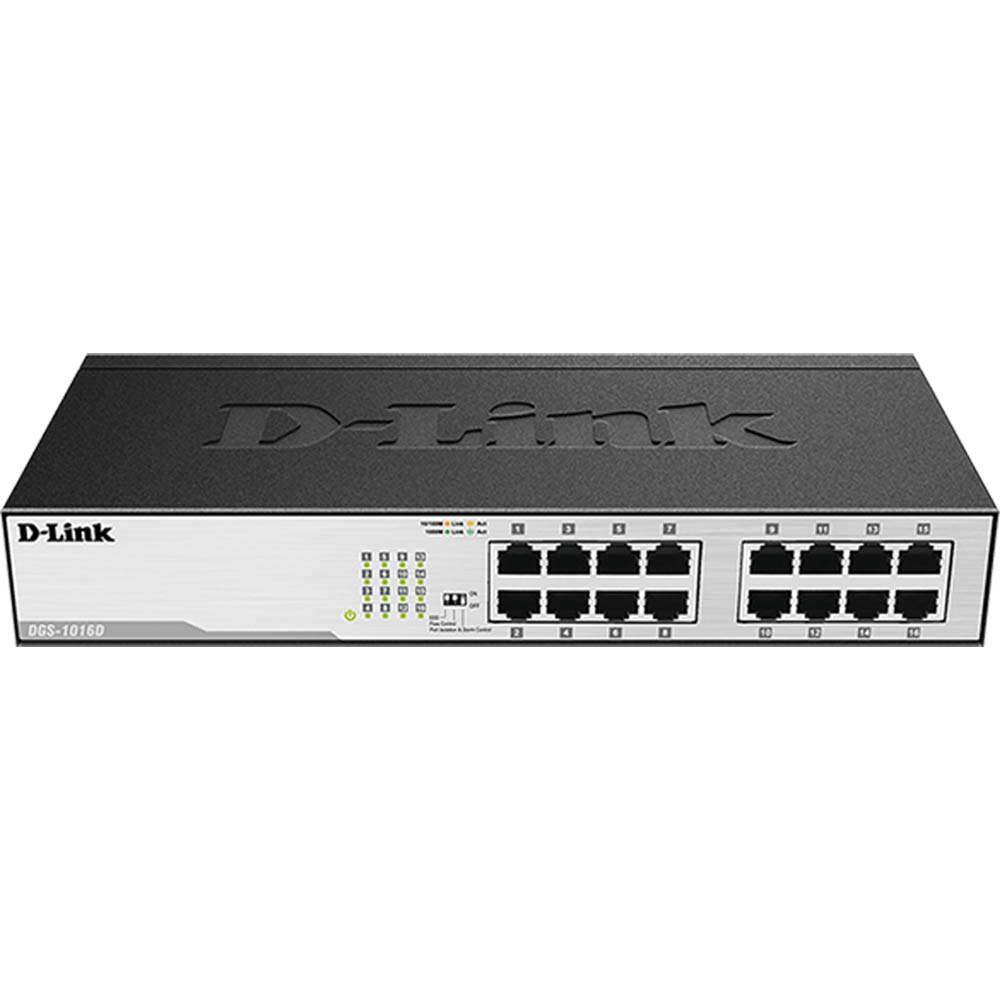 Image for D-LINK DGS-1016D DESKTOP SWITCH 16 PORT GIGABIT UNMANAGED BLACK from Office Fix - WE WILL BEAT ANY ADVERTISED PRICE BY 10%