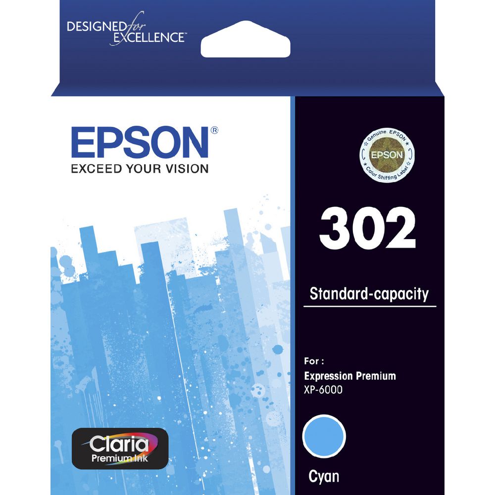 Image for EPSON 302 INK CARTRIDGE CYAN from Clipboard Stationers & Art Supplies